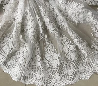 heavy beaded lace fabric off white crystal pearls lace fabric retro corded lace fabric gown lace fabric
