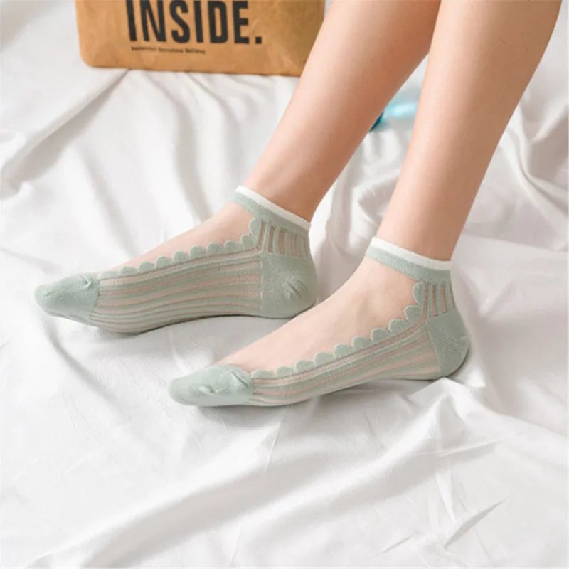 FINETOO милые женские носки 3 пар/компл. летние прозрачные полые короткие тонкие