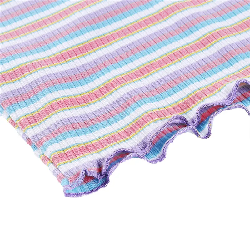 Женский укороченный топ в радужную полоску Повседневная Клубная футболка с