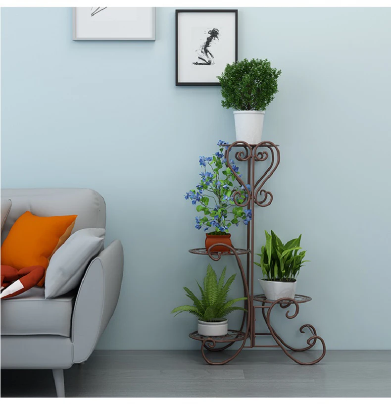 

European Wrought Iron Flower Stand Floor Hanging Orchid Shelf Multi-layer Flower Shelf Indoor Green Flower Pot Rack Balcony Rack