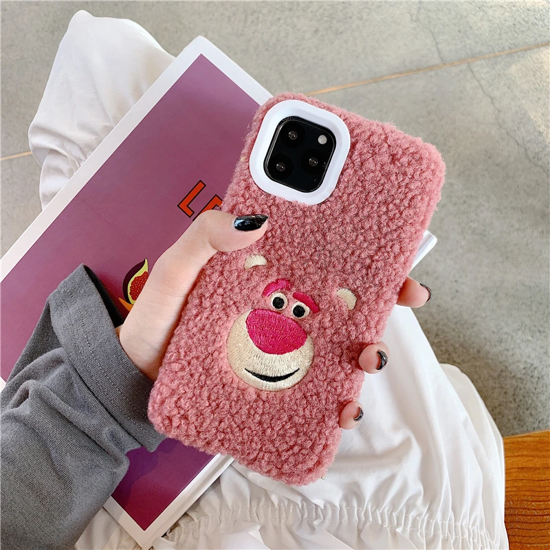 Милый плюшевый теплый чехол для телефона iPhone XS Max XR X 11 Pro мультяшный медведь