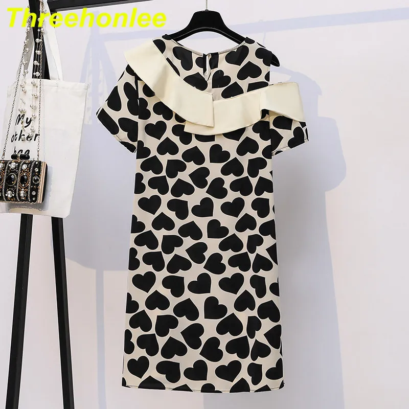 

Женское свободное платье выше колена, платье с круглым вырезом, оборками и коротким рукавом, лето 2021