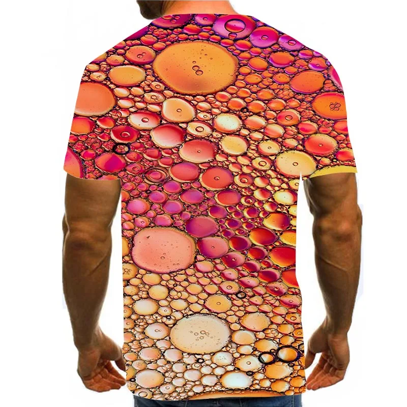 

Men Graphic T Shirts 3D Print Shirt Round Neck Summer Short Sleeve Abstract Tops Water Drop Tees Orange