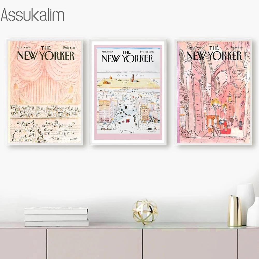 

The New Yorker журнал печать на холсте Ретро плакаты и принты Скандинавская Настенная картина на холсте настенные картины декор для гостиной