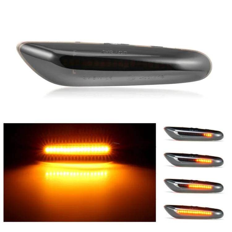 

2pcs Car LED Dynamic Amber Side Marker Turn Signal Sequential Blinker Light For BMW E46 E36 E60/E61 E90/E91 E81 E82 E87 E88 X1