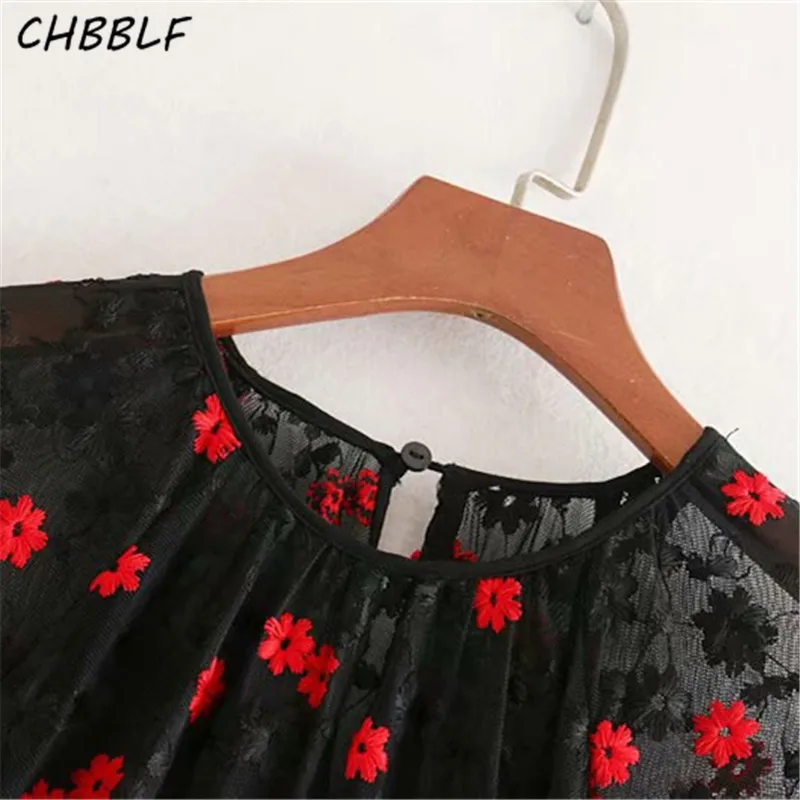 Женский стильный комплект из двух предметов, платье-миди с вышивкой, O-образный вырез, длинные рукава, повседневное черное шикарное платье, модель CDC9390.