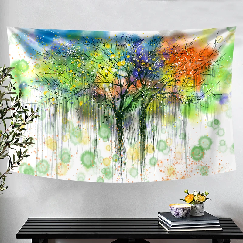

Wall Hanging Aesthetic Tapestry Nature Colorful Psychedelic Macrame Print Beach Blanket Home Dorm Room Decor Bedroom Carpet Wall