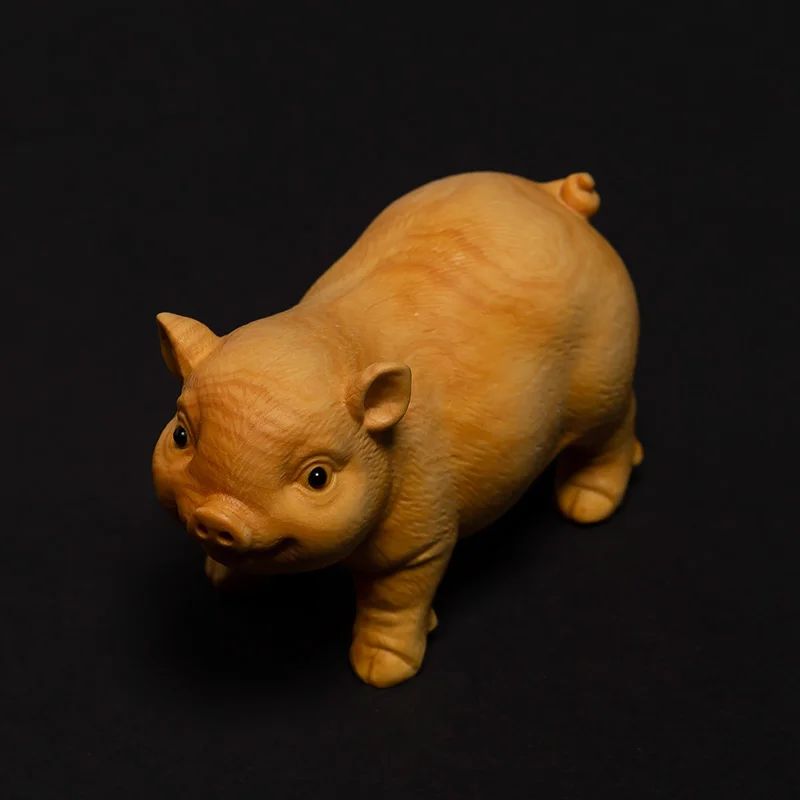 Деревянная Милая свинка настольные фигурки ручная работа поделки со знаками