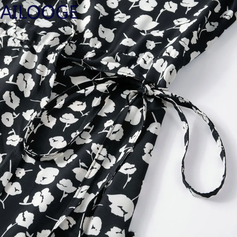 

2021 Vintage Floral Printing Women Summer Chiffon Dress Fashion Casual Elegant Ruffles Short Sleeve Split Boho Beach Sundress