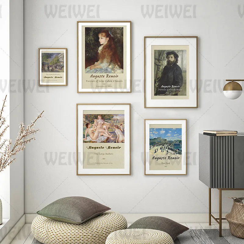 

Portrait of Claude Monet Canvas Painting Home Decoration Retro Impressionist Art Bookstore Wall Poster Pierre-Auguste Renoir