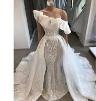 hot luxury lace sequined wedding dresses off shoulder wedding gowns court train dresses customized embroidery vestido de noiva