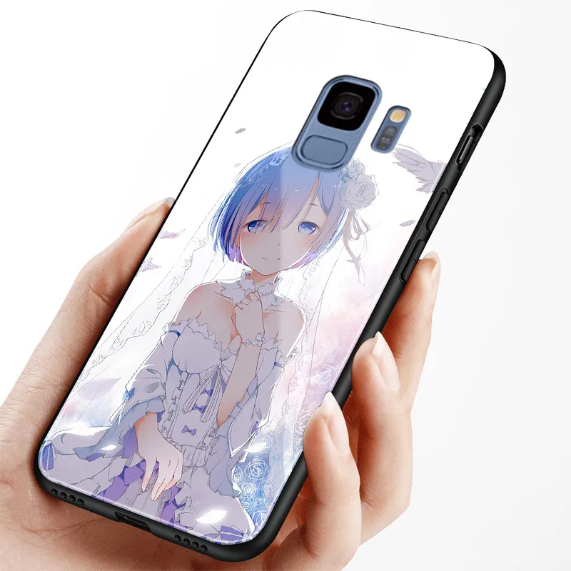Re Zero Аниме Ram Rem Emilia чехол для телефона для samsung Galaxy S8 S9 S10e S10 Note 8 9 10 Plus закаленное стекло Мягкий силиконовый чехол