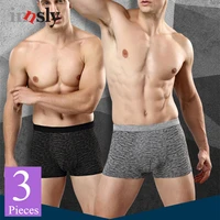 3 piecesset men boxer health bamboo fiber men underwear breathable high quality large size comfortable elastic shorts for male