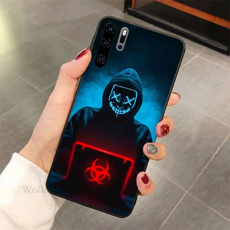 

Bright Black Cover Cool Man Antigas mask Phone Case for honor 7A 8x 8s 9 10i 20s V30 PLAY lite pro nax fundas cover
