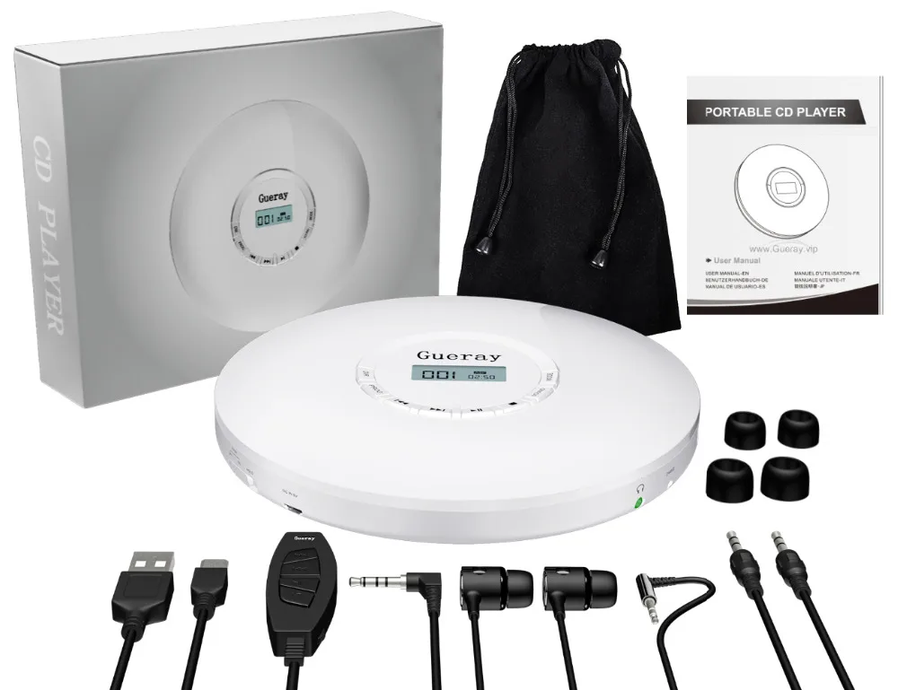 Qosea портативный CD-плеер Hifi с наушниками Walkman плеер противоударный Анти-пропуск персональный ЖК-дисплей роскошный музыкальный проигрыватель дисков