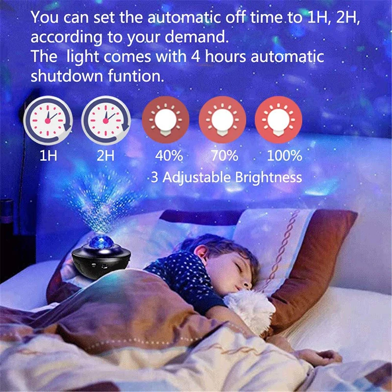 

Colorful Starry Sky Galaxy Projector Night Light Child Bluetooth USB Music Player Star Night Light Romantic Projection Lamp Gift