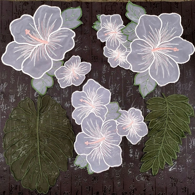 1 шт. вышитая органза кружево искусственная отделка аппликация ткань цветок лист