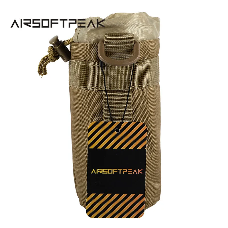 Khaki AIRSOFTPEAK Тактический футляр для фляги Чехол чайника Открытый кемпинг Сумка для охоты Molle Страйкбол Охота Спортивный Чехол для бутылочки - Цвет: Khaki