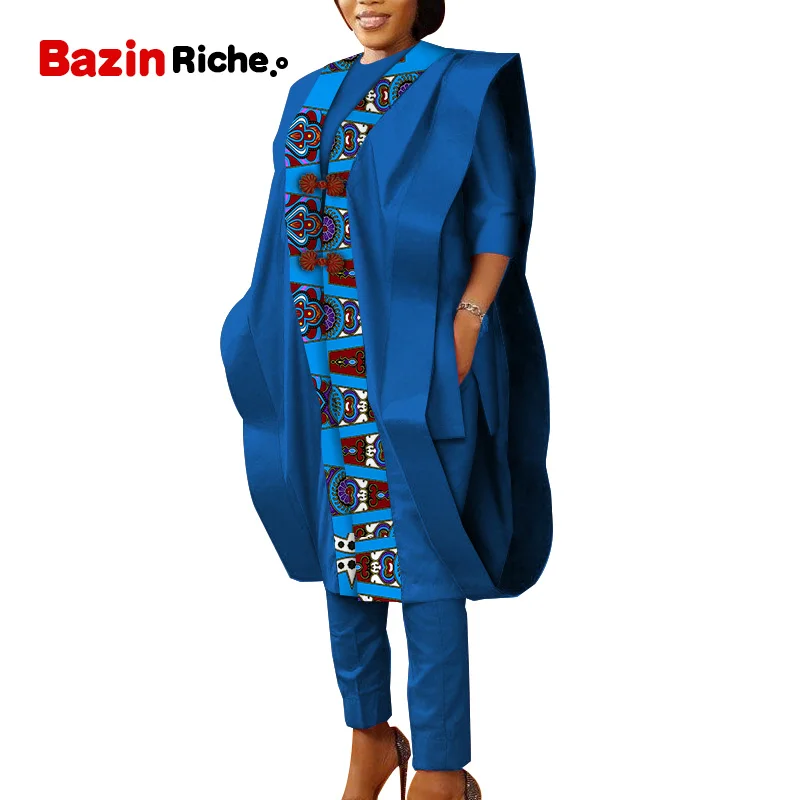 Женская одежда в африканском стиле топ рубашка халат и штаны комплекты Bazin Riche
