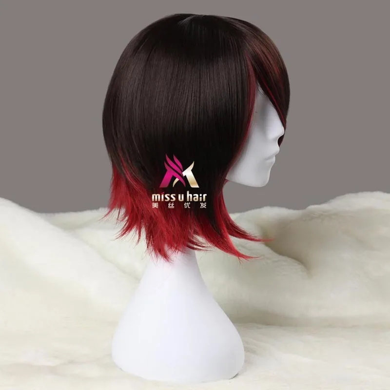 RWBY Руби розовый парик короткие красные прямые волосы термостойкие синтетические