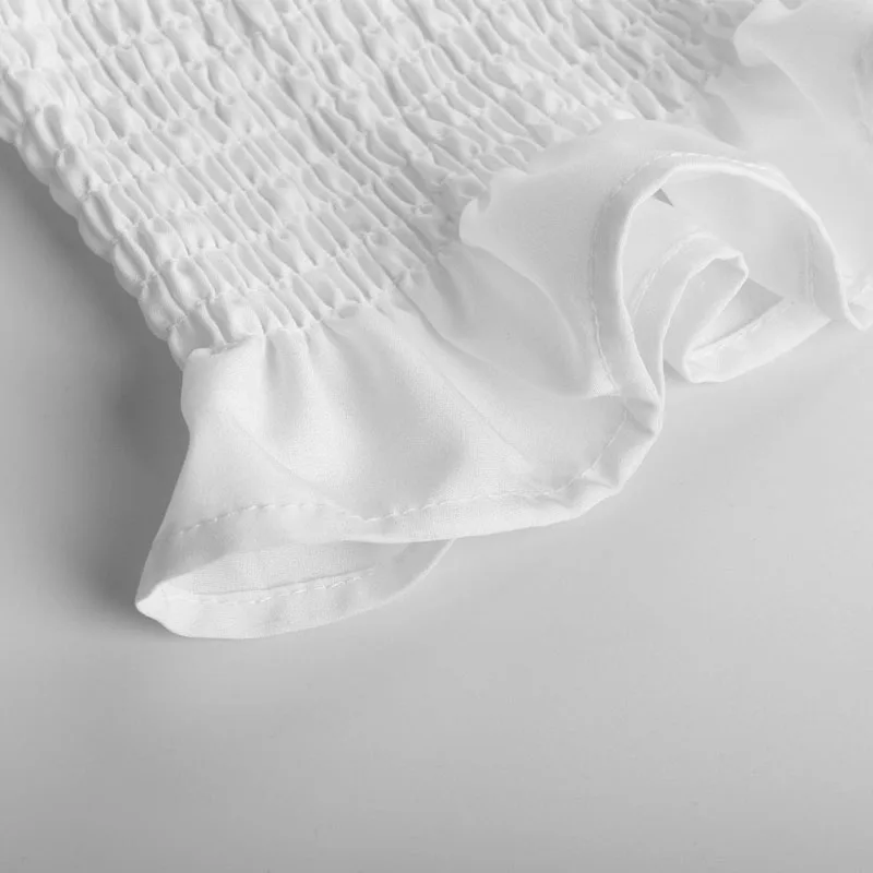 Элегантная женская шифоновая блузка с длинным рукавом летняя рубашка оборками и