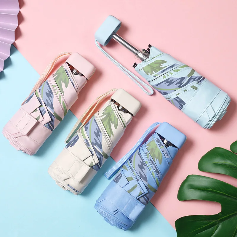 Зонт женский легкий с защитой от УФ-лучей и черным покрытием |