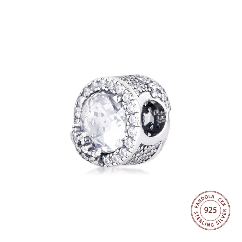 Шарм-бусина из серебра 100% пробы с фианитами | Украшения и аксессуары