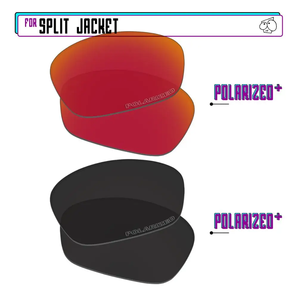 EZReplace Polarized Replacement Lenses for - Oakley Split Jacket Sunglasses - BlackPPlus-RedPPlus