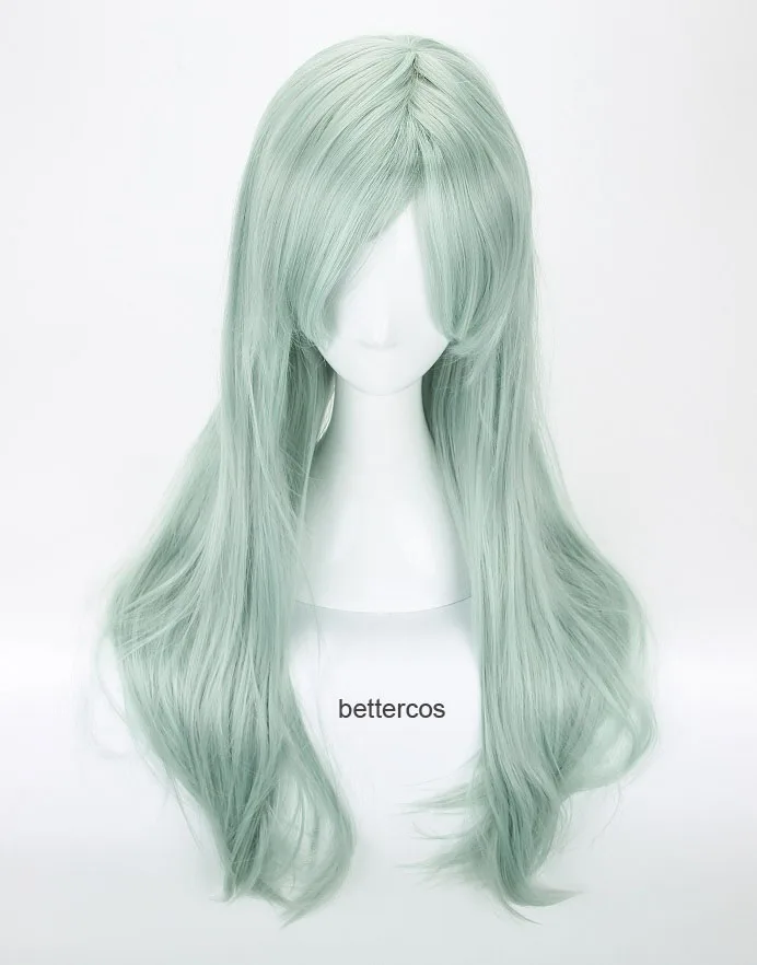 The Seven Deadly Sins Elizabeth Liones Cosplay Wig Long Light Gray Green Heat Resistant Synthetic Hair Wig + Wig Cap