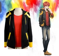 707 mysterious messenger cosplay costume trise young cosplay zip jacket luciel hoodie 707 red t shirt short orange wig