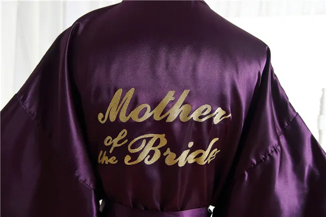 Mother of the bride4 Шелковый Атласный Свадебный халат для невесты, Одноцветный халат, Короткое Кимоно, ночной халат, модный халат для женщин - Цвет: Mother of the bride4