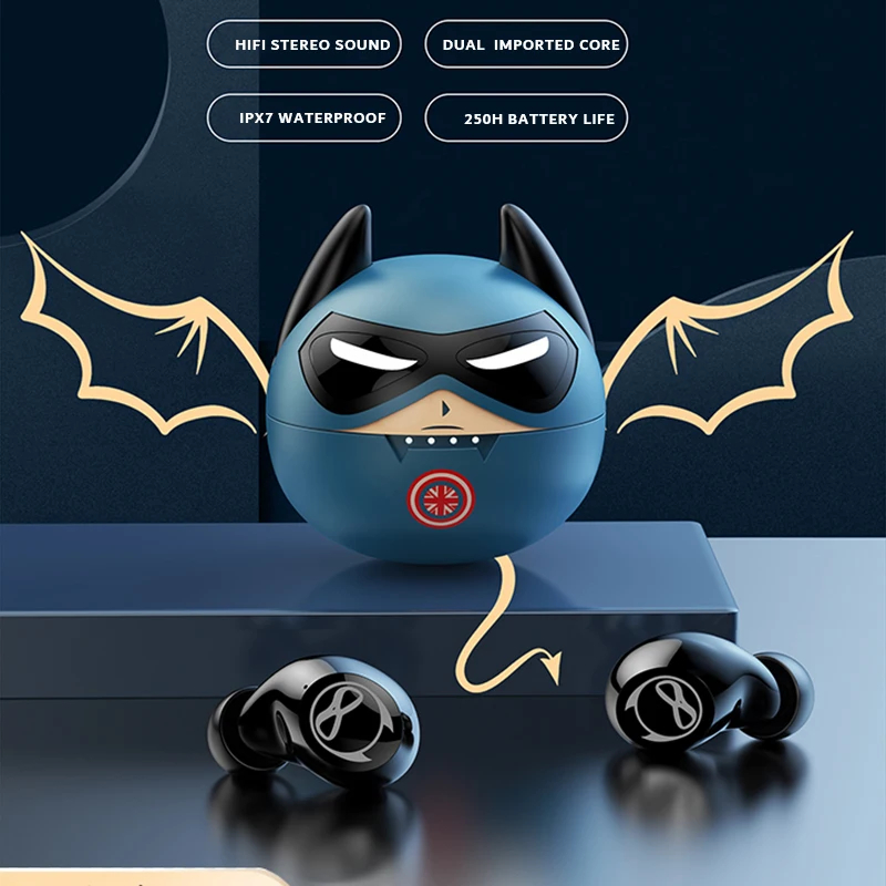 С принтом маленького дьявола наушники вкладыши TWS с Беспроводной Bluetooth Наушники