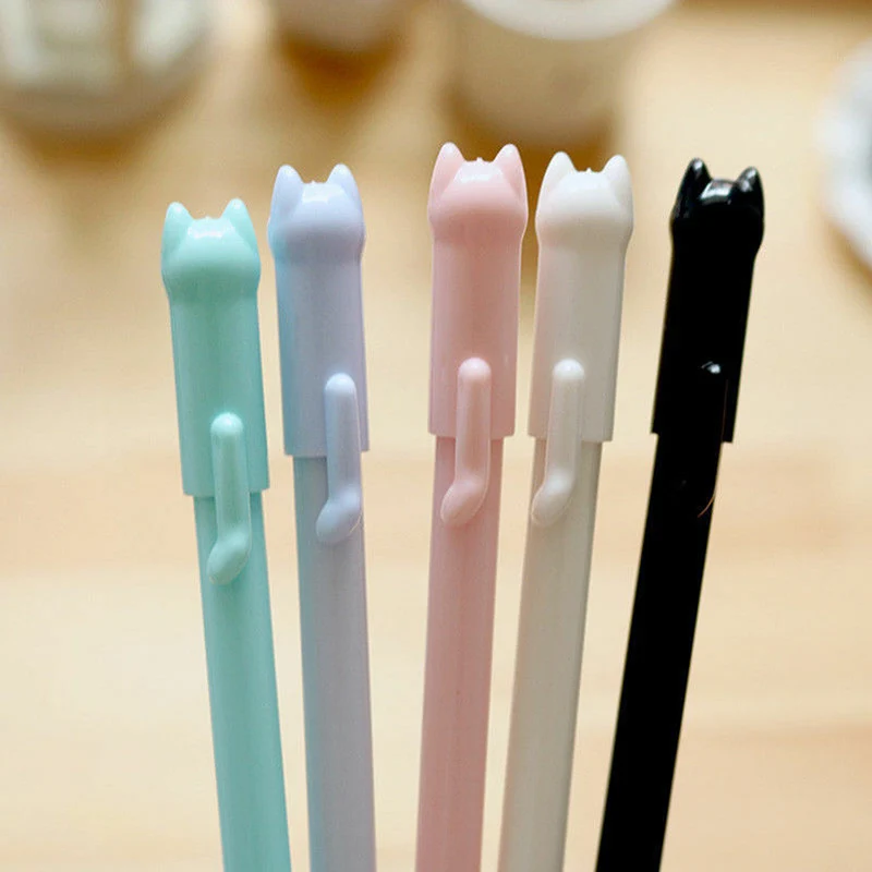

Cute Swing Tail Cat Gel Pen Students Use 0.5 Full Black Pen School Office Supplies @M23