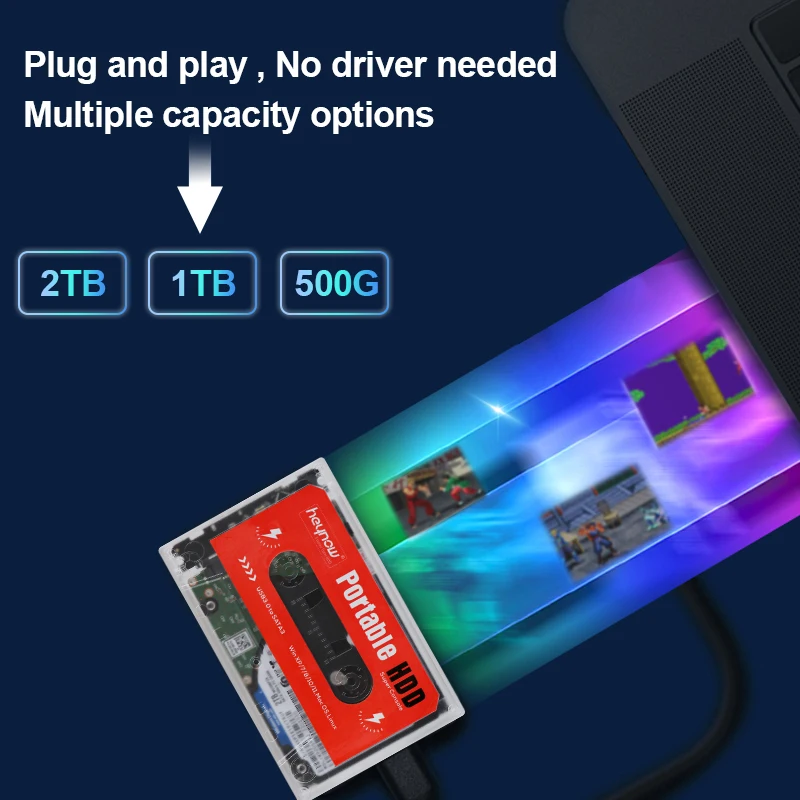 Портативный внешний игровой жесткий диск TSINGO 2 ТБ HDD встроенный 63000 для