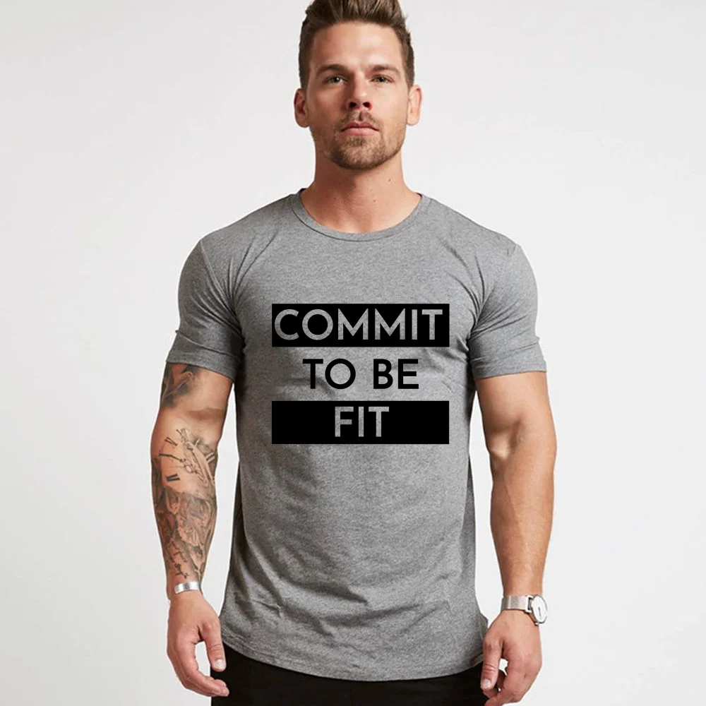 

Men Bodybuilding T-shirt Cotton Short sleeve Tees Gym Fitness Clothing Summer Casual Print Shirt Male Workout Training Apparel