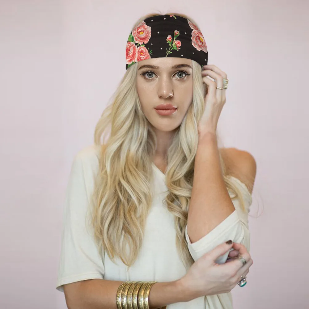 Модная впитывающая пот Спортивная Повязка с цветочным узором нескользящая