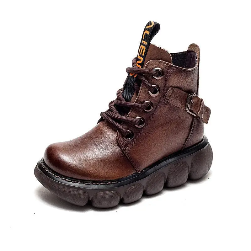 

Original Design Women Leather Short Boots,Female Botas,Platform Shoes,Round Toe,British Style,Side Zip,GREEN,BROWN,Dropship