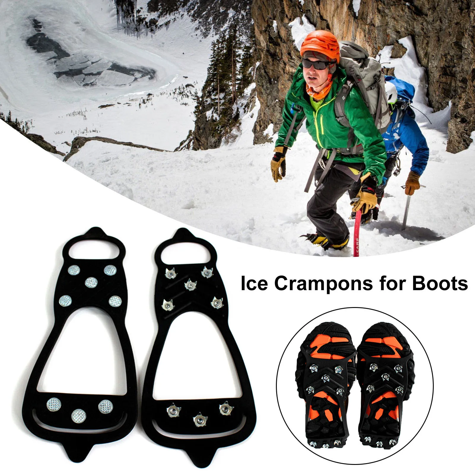 

Shoe Ice Cleats Walk Traction Cleats 8 Spikes Crampons For Boots Winter Outdoor Anti-Skid Ice Climbing Shoe Spikes Ice Grips