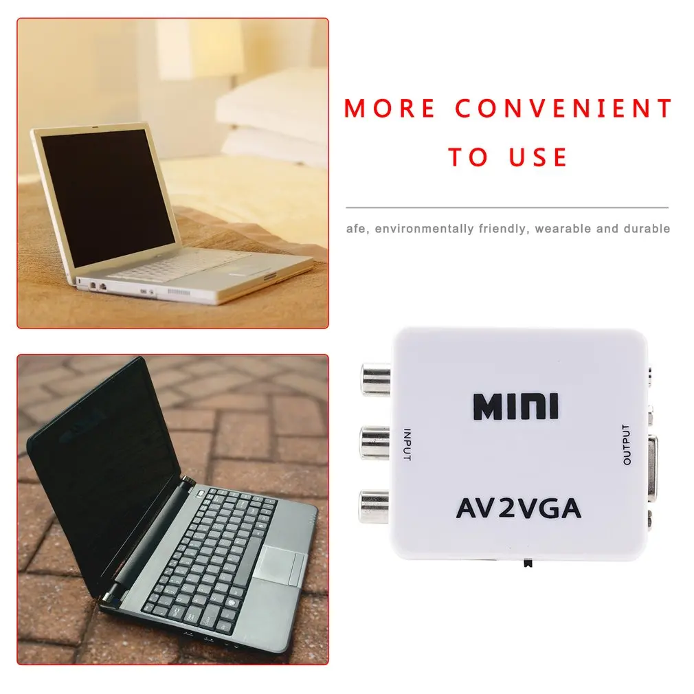Преобразователь видео Mini HD AV2VGA с 3 5 мм аудио AV VGA преобразователь для ПК к