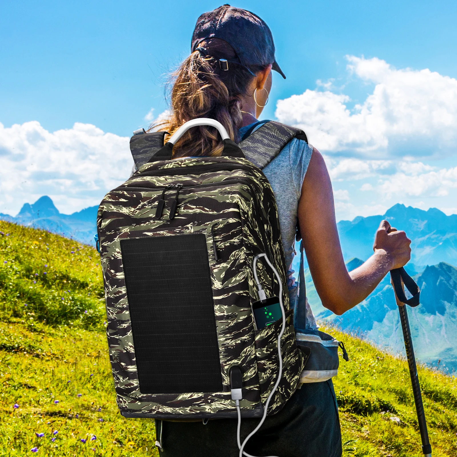 Goedkoop 35L Solar Power Outdoor-Lading Rugzak Met Usb-poort Waterdicht Ademend Reistas Grote Capaciteit Wandelen Camping Rugzakken