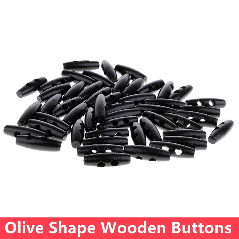 

50Pcs Hot Sale 30mm Natural Color Olive Shape Horn Buttons Wooden Sewing Button For Garment Scrapbooking DIY Accessories