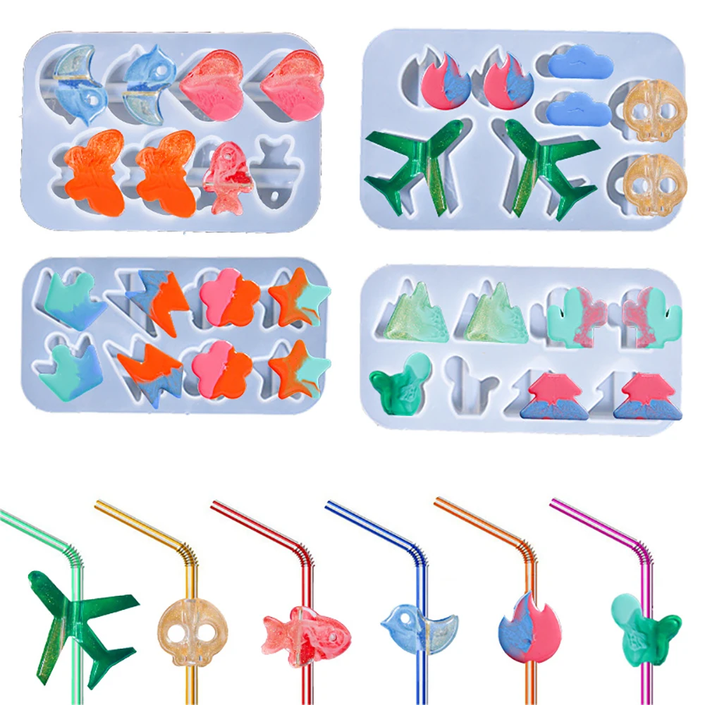 

1pcs Straw Accessories Decoration Silicone Mold Crystal Epoxy Resin Mold Handmade Party Supplies Drinks Straw Crafts Accessories