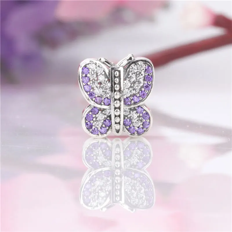 

2021 Hot Sale100% Real 925 Sterling Silver pando Beads for Women flowers butterfly Fit Original Charm bracelet DIY Jewelry