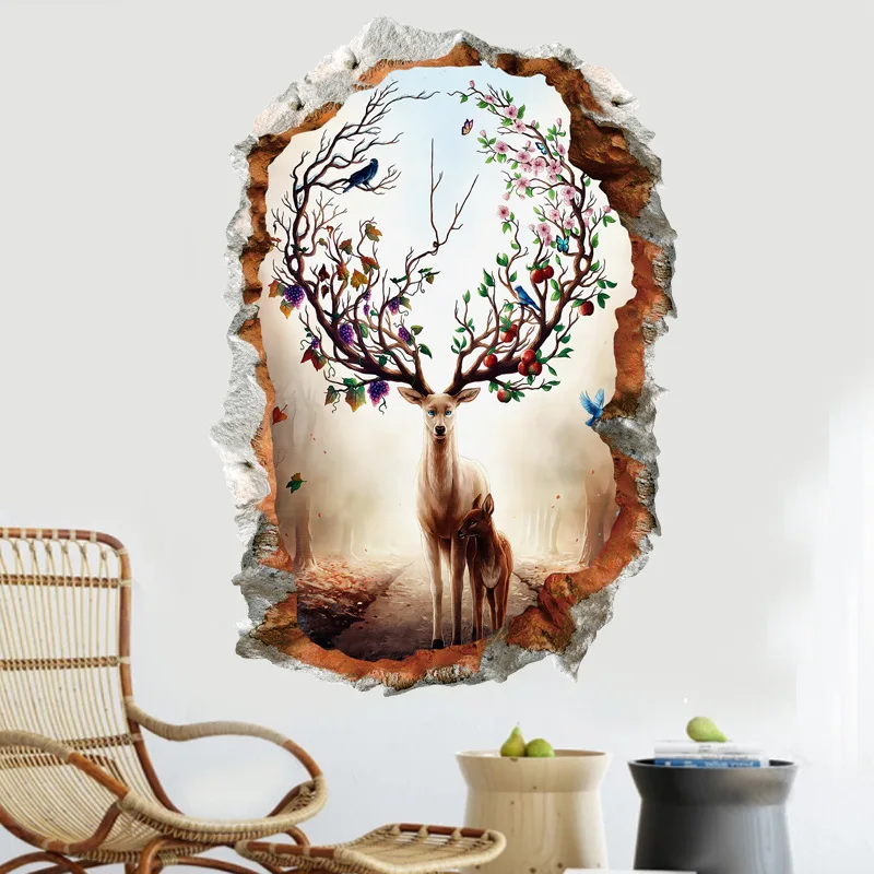 Креативные 3D Животные лося настенные наклейки сделай сам легко удаляемые