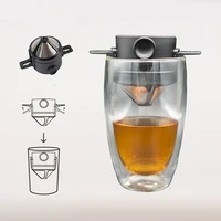 304 stainless steel filter double portable for coffee tea applicable cup mouth range76 110mm