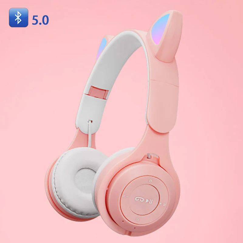 

Беспроводные Bluetooth-наушники Cat Ear net red, складные, с 3D басами, шумоподавлением, игровая гарнитура для мобильного телефона, 5,0