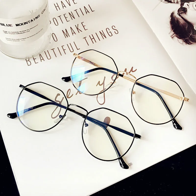 Ретро Круглые глазки для женщин Близорукость Оптические очки металлические