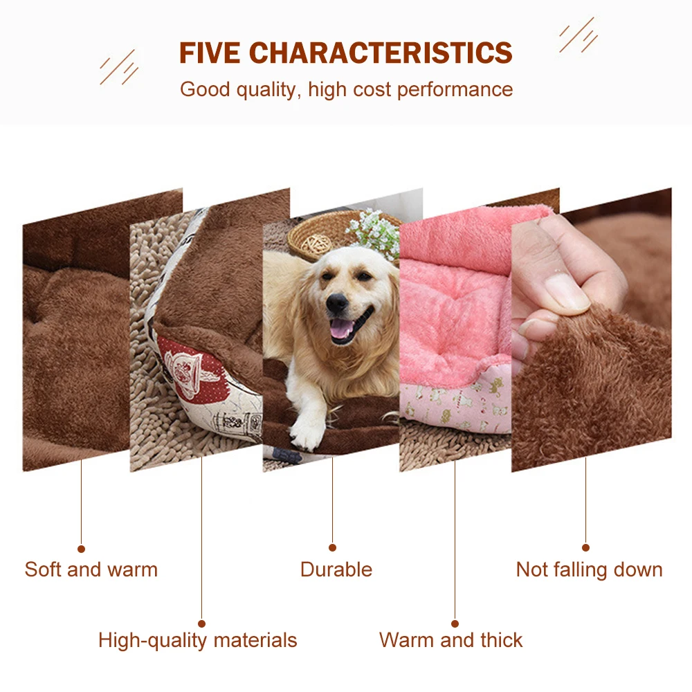 Мягкая теплая Толстая короткая плюшевая Вельветовая кровать для собак моющаяся