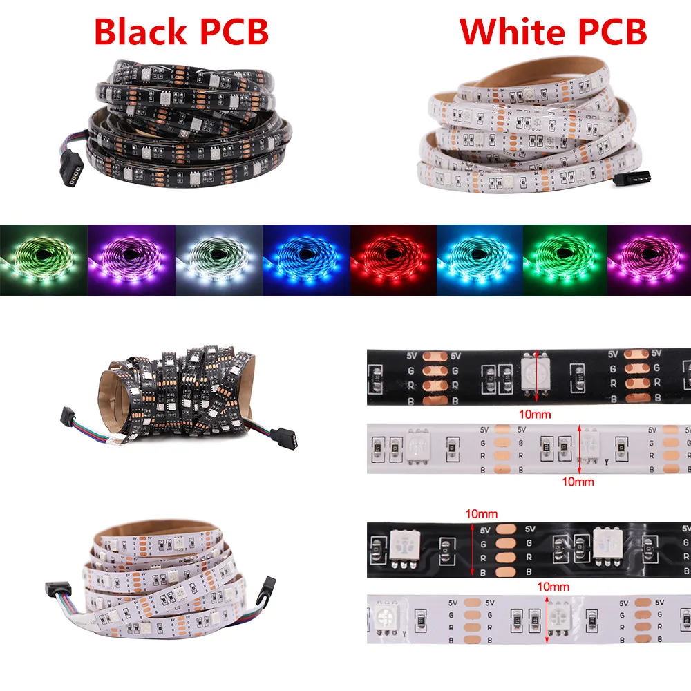 DC 5V 5050 RGB Светодиодные ленты ТВ фон внутренней отделки Батарея приведенный в