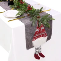 christmas table runner cotton linen santa claus table cover for new year home tablecloth dining table flag merry christmas decor